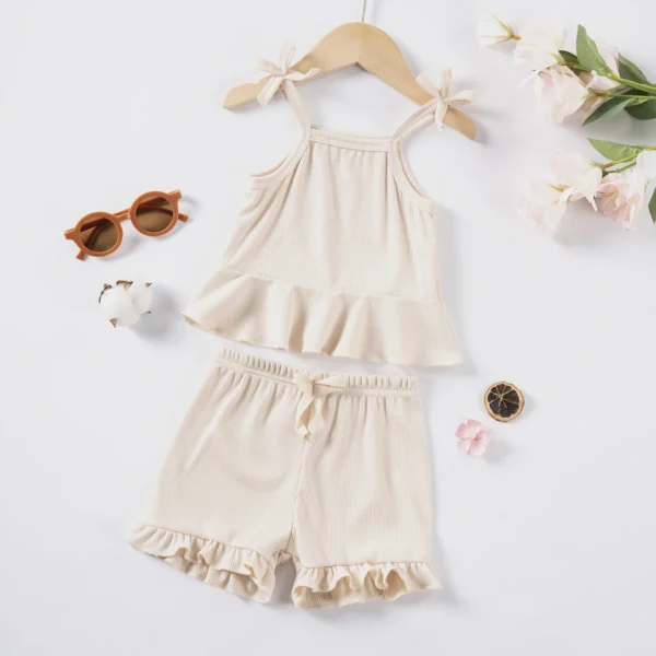 Kids Clothing Sets New Baby Girl Camisole Top + Lace Shorts 2PCS Summer Casual Children Clothes Suits - Image 4