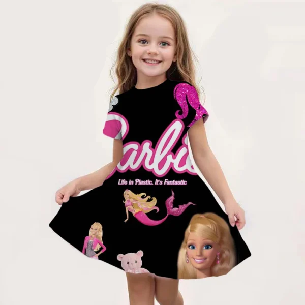 2024 Summer Barbie I Am Kenough Princess Dress Girls Women Short Sleeve Costume Party Dresses Children Clothes Skirt Ken - Image 3