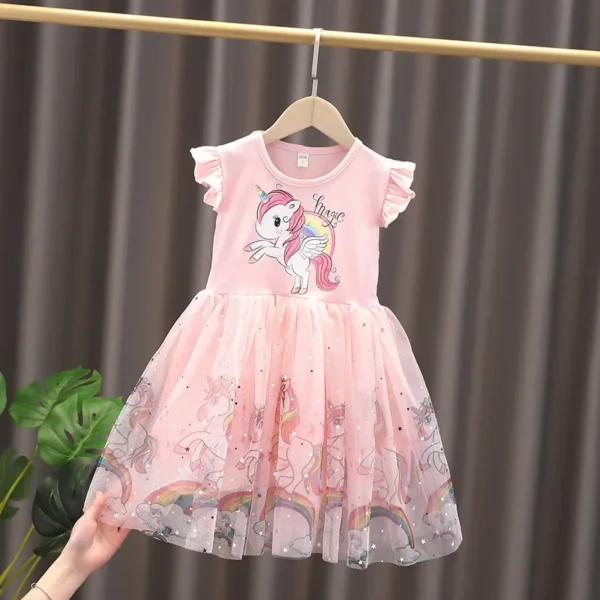Girls Clothes 2024 New Summer Princess Dresses Flying Sleeve Kids Dress Unicorn Party Baby Dresses for Children Clothing 1-6Y - Image 2