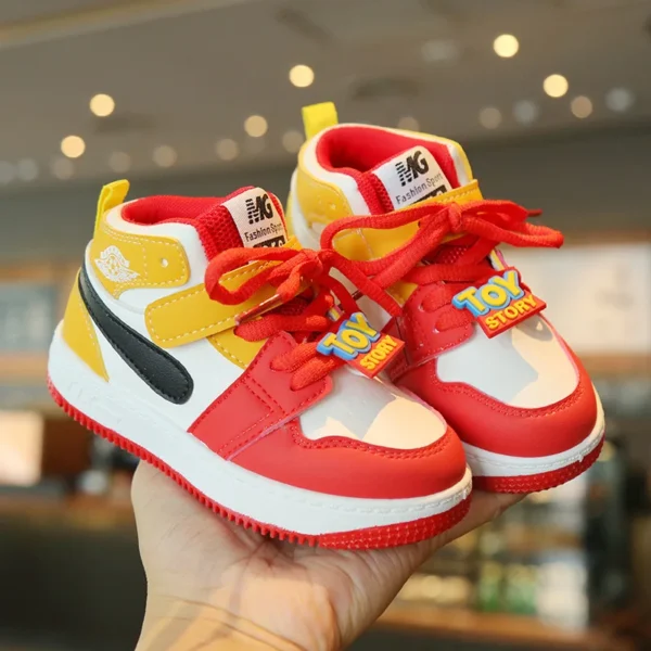 Children's sports shoes 2023 spring boys' leisure board shoes high top non-slip girls' basketball shoes soft soled baby shoes - Image 2
