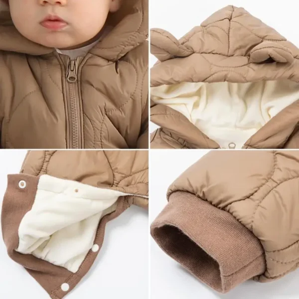 Newborn Baby Romper Winter Thicken Cotton Jumpsuit Infant Onesie Fleece Lining Hooded Rompers for Boy Girl Clothes Kids Outfit - Image 5