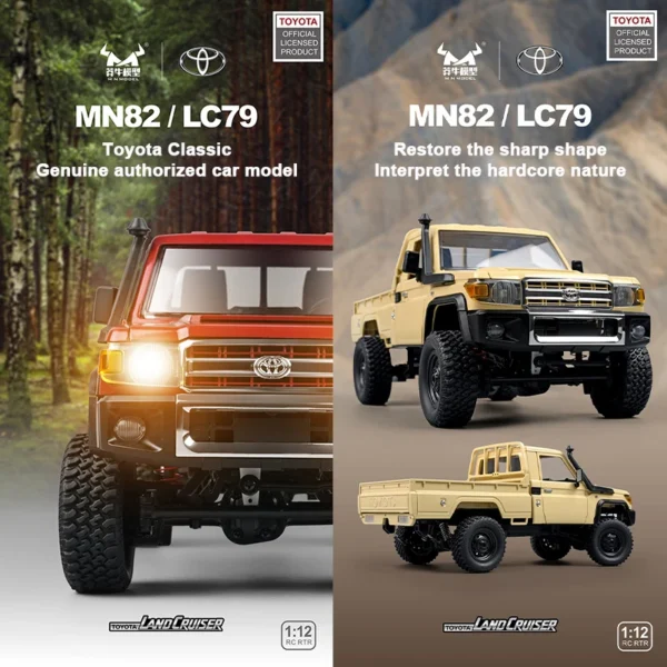 ZWN MN82 1:12 Retro Rc Car With LED Lights Full-scale Simulation LC79 Professional 4WD Remote Control Pickup RC Truck Model Toys - Image 5