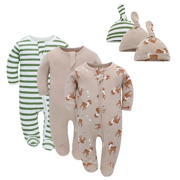 3pcs Baby Rompers Zip Newborn Sleepsuits Pajamas Sleepwear Sleepers Cotton Infant Onesies Boys Girls Toddler Clothes Jumpsuits - Image 6