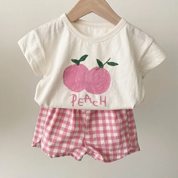 1 2 3 4Years Girls Short Sleeve Sets New Designer Loose T Shirts Pure Cotton 2pcs Outdoor Wear Children Printed Tees Suits Kids - Image 5