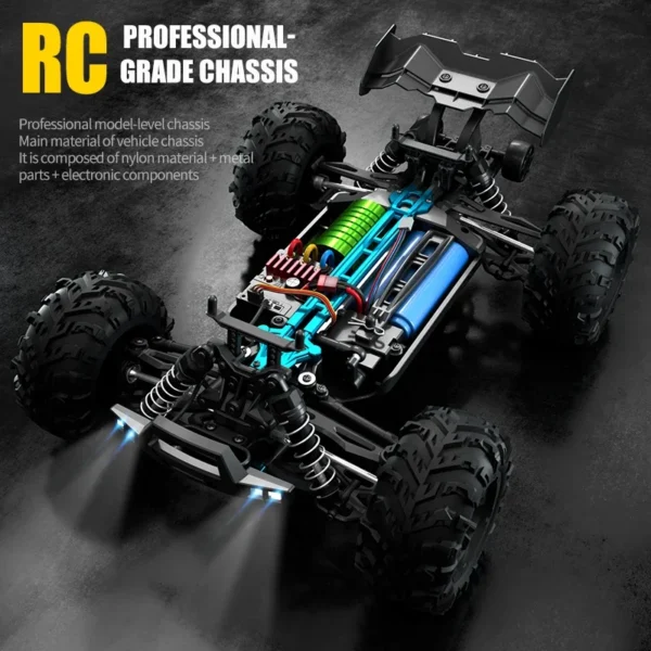 16103 Fast Rc Cars 50km/h 1/16 Off Road 4WD with LED Headlights,2.4G Waterproof Remote Control Monster Truck for Adults and Kids - Image 3