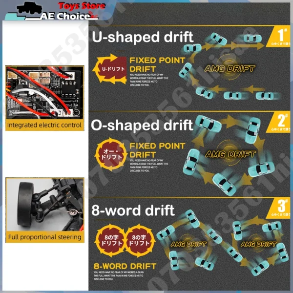 LDRC LD1804 RC Drift Car 1/18 Model 2.4G 2WD ESP Gyroscope LED Lights Full Scale Controlled Model Children Car Toys Gifts - Image 5