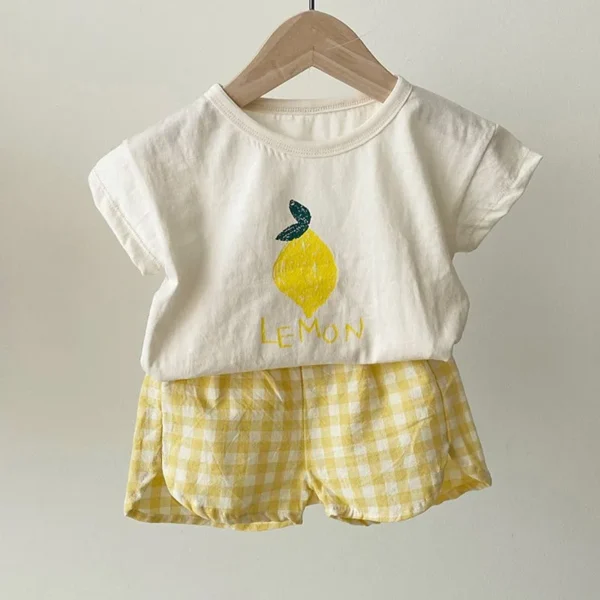 1 2 3 4Years Girls Short Sleeve Sets New Designer Loose T Shirts Pure Cotton 2pcs Outdoor Wear Children Printed Tees Suits Kids - Image 3
