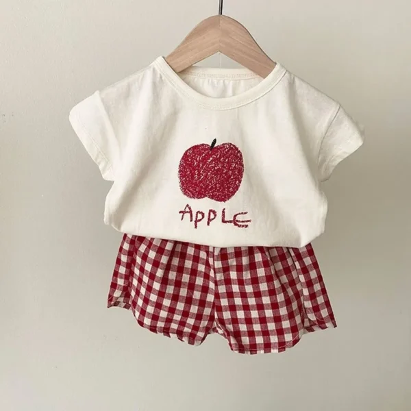 1 2 3 4Years Girls Short Sleeve Sets New Designer Loose T Shirts Pure Cotton 2pcs Outdoor Wear Children Printed Tees Suits Kids - Image 2