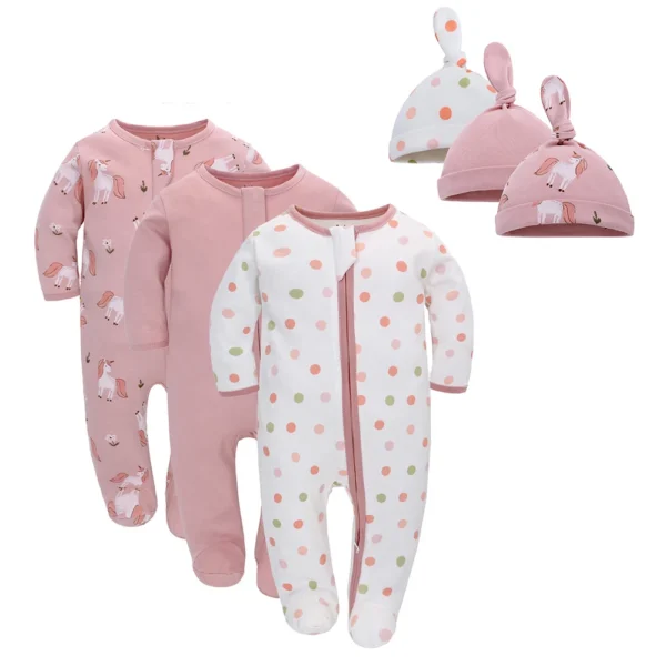 3pcs Baby Rompers Zip Newborn Sleepsuits Pajamas Sleepwear Sleepers Cotton Infant Onesies Boys Girls Toddler Clothes Jumpsuits - Image 5