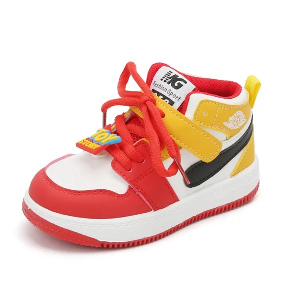 Children's sports shoes 2023 spring boys' leisure board shoes high top non-slip girls' basketball shoes soft soled baby shoes - Image 6