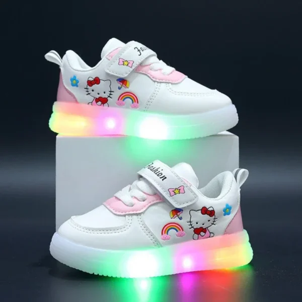 Spring Autumn Baby Girls Hello Kitty Led Light Shoes Children's Sneakers Toddler Anti-slip Walking Shoes Girls Outdoor Shoes - Image 3