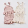 Kids Clothing Sets New Baby Girl Camisole Top + Lace Shorts 2PCS Summer Casual Children Clothes Suits