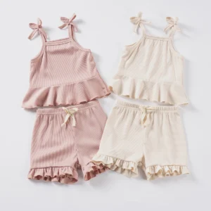 Kids Clothing Sets New Baby Girl Camisole Top + Lace Shorts 2PCS Summer Casual Children Clothes Suits
