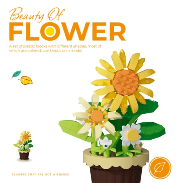 Micro diamond particles flower building blocks bonsai garden romantic office decoration potted plant model set children's toys - Image 4