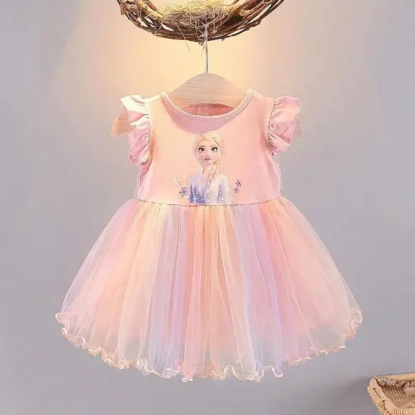2024 New Girls Clothes Summer Flying Sleeve Kids Dress Party Baby Dresses for Children Clothing Frozen Elsa Princess Dresses - Image 2