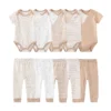 Unisex 6/9/10Pieces Cotton New Born Bodysuits+Pants Baby Girl Clothes Sets Cartoon Print Short Sleeve Baby Boy Clothes Bebes - Image 5