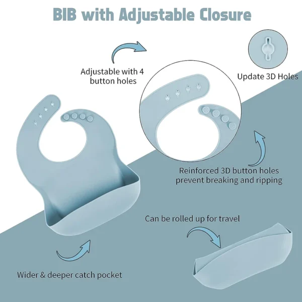 Children's Dishes Set Baby Silicone Tableware 6PCS Set Sucker Bowl Bib Cup Fork Spoon Set Maternal and Infant Supplies BPA Free - Image 2