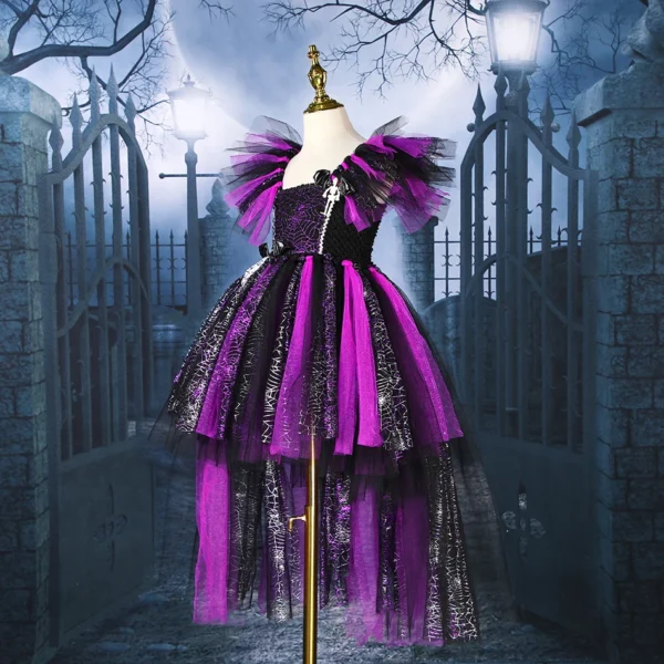 Halloween Gray Joker Girls Costume Tutu Dress Creepy Clown Kids Carnival Party Cosplay Clothing Children Tulle Fancy Dress - Image 6