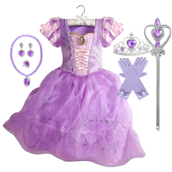 Disney Princess Costume Party Fancy Flower Vestido New 2024 Christmas Birthday Carnival Dress Up Rapunzel Belle Disguise Frock - Image 5
