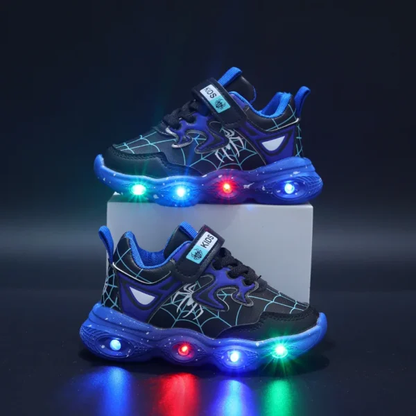 Disney LED Casual Sneakers Red Black For Spring Boys Spiderman Mesh Outdoor Shoes Children Lighted Non-slip Shoes Size 21-30 - Image 2
