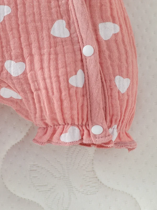Baby Girls 4pcs Summer O-Round Cotton Soft Printing Heart Streetwear Cute Bodysuit - Image 2