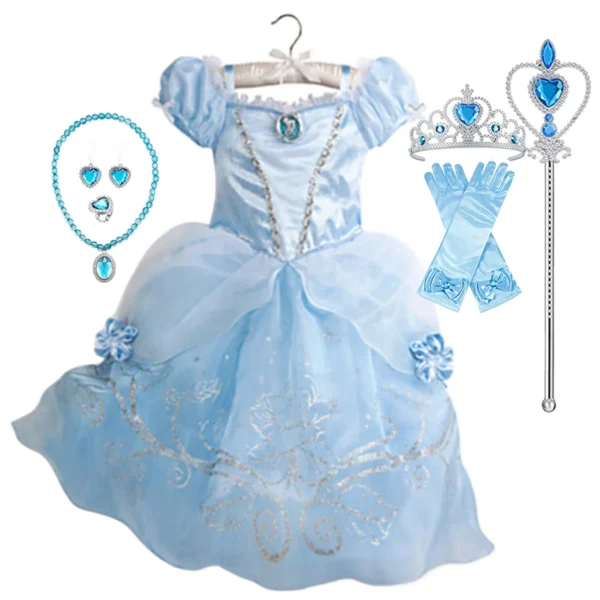 Disney Princess Costume Party Fancy Flower Vestido New 2024 Christmas Birthday Carnival Dress Up Rapunzel Belle Disguise Frock - Image 3
