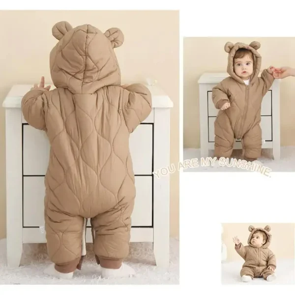 Newborn Baby Romper Winter Thicken Cotton Jumpsuit Infant Onesie Fleece Lining Hooded Rompers for Boy Girl Clothes Kids Outfit - Image 4