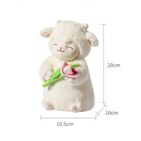 Kawaii Sheep Cute Soft Sweet Lovely Stuffed Animal Look Doll Pink Tulip White Plushie Birthday Festival Gifts For Children Kids - Image 2