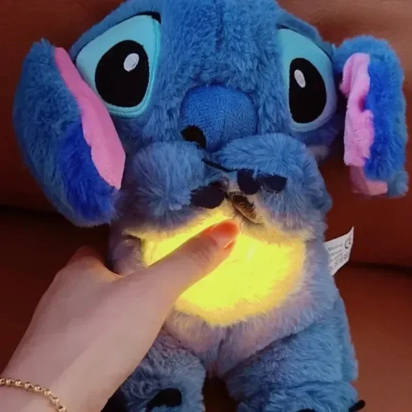Stitch Plush Doll Breathing Light Child Soothes Toys Pink Angel Anime Cute Baby Music Light Sleep ToyKid Christmas Birthday Gift - Image 2