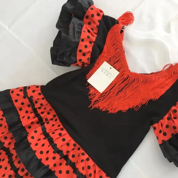 Girls Dress Beautiful Spanish Flamenco Dancer Costume Childrens April Sevilla Performances Dance Outfit - Image 3