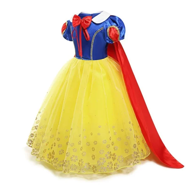 Deluxe Princess Snow White Gown with Cape Girls Disney Fairy Kids Cosplay Costume Toddler Carnival Apparel Halloween Dress up - Image 3