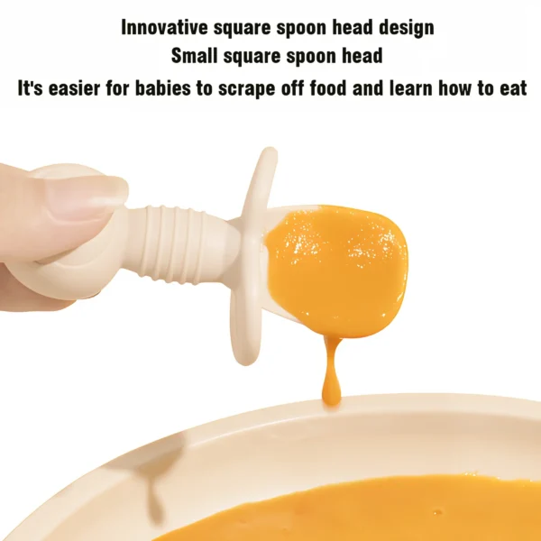 2pcs Food Grade Children Wooden Handle Silicone Spoon Fork Cutlery Baby Training Complementary Food Spoon BabyFeeding Spoon Fork - Image 4