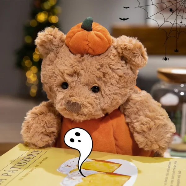 1pc Cute Black Rabbit Hold Pumpkin Plush Toys Soft Pumpkin Bear Earphone &cloak Eggplant Stuffed Doll Halloween Trick or Treat - Image 6