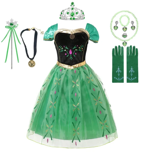 Disney Frozen Elsa Anna Costume For Kids Girl Fancy Birthday Party Gown Princess Dress Carnival Party Children Clothing 2023 - Image 5