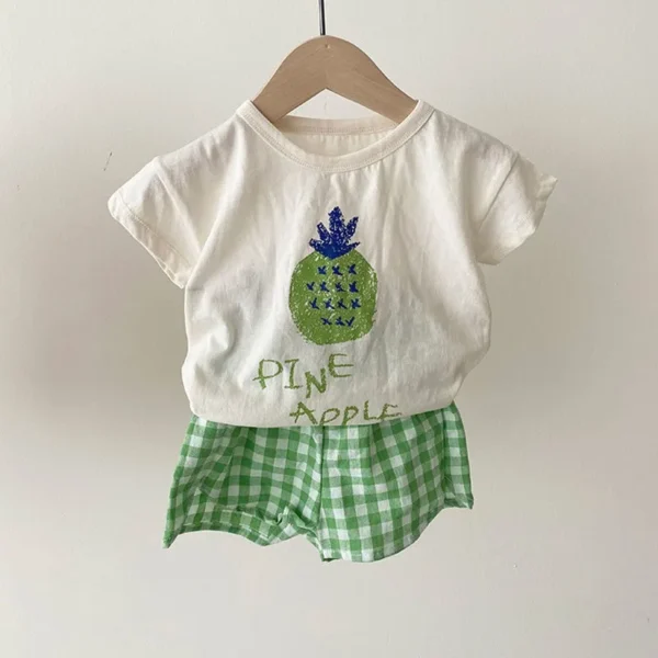 1 2 3 4Years Girls Short Sleeve Sets New Designer Loose T Shirts Pure Cotton 2pcs Outdoor Wear Children Printed Tees Suits Kids - Image 4
