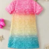 Kids Young Girl Unicorn & Letter Graphic Tee Dress - Image 5