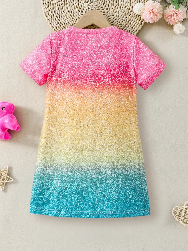 Kids Young Girl Unicorn & Letter Graphic Tee Dress - Image 5