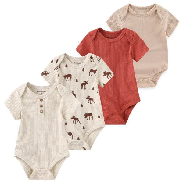 4Pieces New Born Bodysuit Print Cotton Baby Boy Clothes Short Sleeve Romper Baby Girl Clothes Cartoon 0-12M Bebes - Image 3