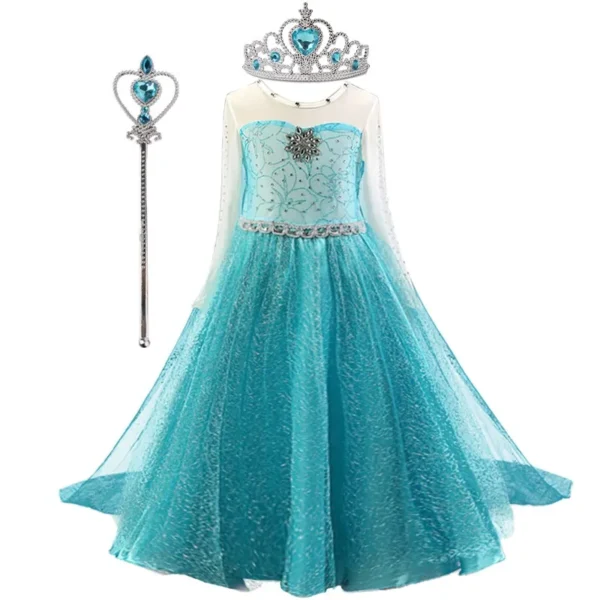 Elsa Dress for Girls 3-10 Yrs Birthday Role Elsa Princess Dress For Kids Halloween Carnival Easter Party Cosplay Girls Costume - Image 3