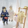 Children Autumn Winter Overall For Infant Down Cotton Thicken Clothes Hooded new born Baby costume Boys Girls Jumpsuit Romper - Image 3