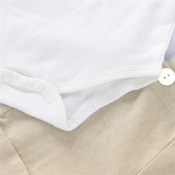 0-24 Months Newborn Baby Boy Gentlemen Clothes Set Bowtie Short Sleeve Cotton Romper+Suspender Pant Toddler Summer 2PCS Outfits - Image 3