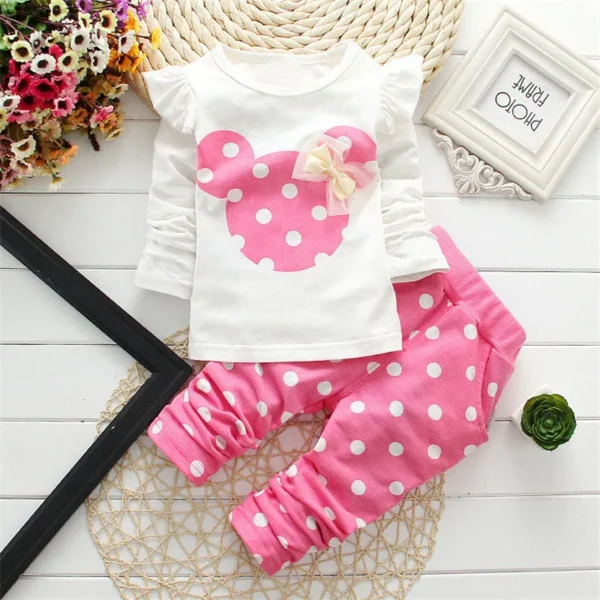 Stumbling toddler girl cartoon long sleeved set T-shirt+pants 2-piece children's fashion baby jacket newborn cotton set - Image 3