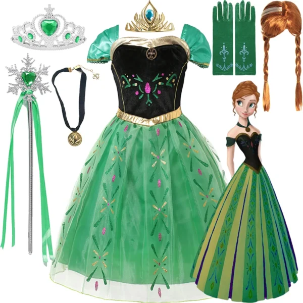 Disney Girls Sleeping Beauty Aurora Cosplay Princess Dress Kids Frozen Elsa Anna Set Rapunzel Cinderella Costume Party Clothings - Image 3