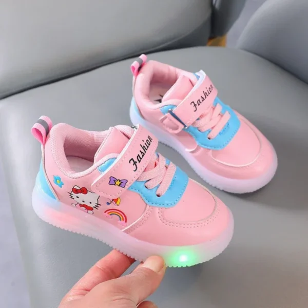 Spring Autumn Baby Girls Hello Kitty Led Light Shoes Children's Sneakers Toddler Anti-slip Walking Shoes Girls Outdoor Shoes - Image 6