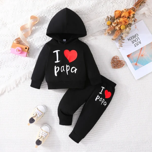 Girls Boy 3 -24 Months Cute Letter Long Sleeve Hoodie Tee Long Pants Outfit Toddler Infant Clothing Set Fashion Kids Wear - Image 4