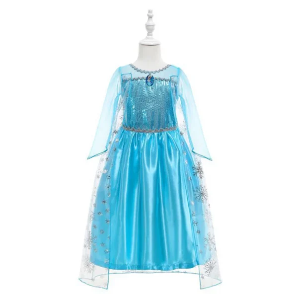Disney Girls Elsa Princess Dress for Long Sleeve Kids Birthday Cosplay Frozen Costume Fancy 2024 Carnival Dress Up Party Costume - Image 2