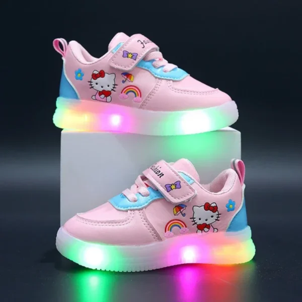 Spring Autumn Baby Girls Hello Kitty Led Light Shoes Children's Sneakers Toddler Anti-slip Walking Shoes Girls Outdoor Shoes - Image 2