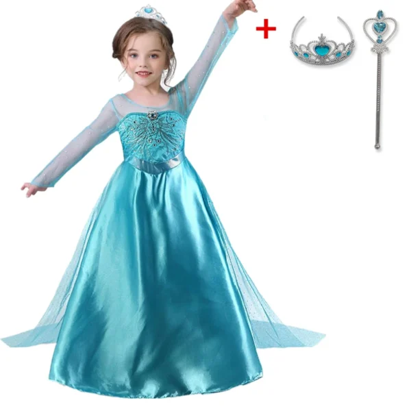 Elsa Dress for Girls 3-10 Yrs Birthday Role Elsa Princess Dress For Kids Halloween Carnival Easter Party Cosplay Girls Costume - Image 5