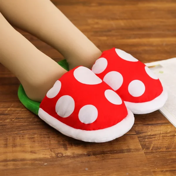 Mushroom Home Slippers Plush Piranha Plant Plush Creative Shoes Toys for Kids Peluche Stuffed Toy Kids Gift - Image 4