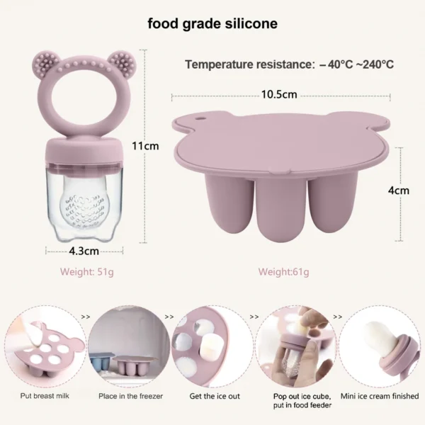 Baby Ice Cream Pops Silicone Mold Ice Cream Maker Popsicles Molds Baby Fruit Feeding Pacifier Teether Toy Baby Sutff - Image 4